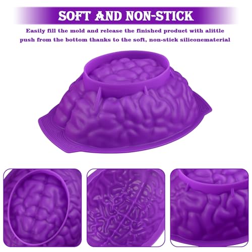 Sakolla Halloween 3D Human Brain Silicone Molds - color: Brain Molds/Purple&Orange