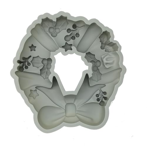 X-Haibei Round Holiday Wreath Jello Puding Cake Pan Silicone Shallow Mold 9-inch