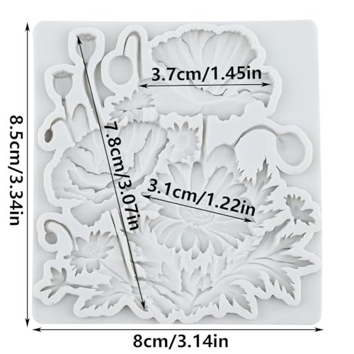 Poppy Daisy Flower Silicone Molds Flower Chocolate Fondant Mold - color: Style R