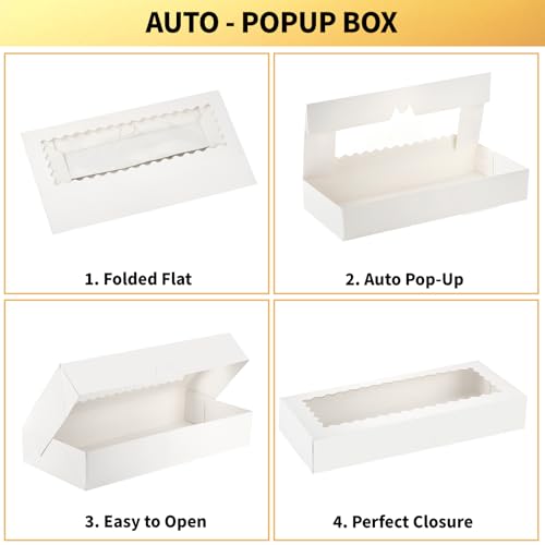 Ocmoiy Cookie Boxes with Window, 16x6.5x2.5 Inches, 20 Pack - color: 16 x 6.5 x 2.5 Inch