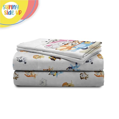 Sunny Side Up Bluey & Friends Full Sheet Set - 4 Piece Kids Bedding Set Includes Pillow Cover - Super Soft Microfiber Sheets - color: White - Bluey, size: 4 Piece Full