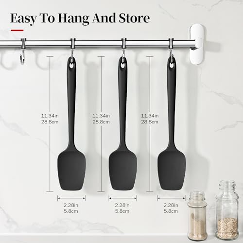 600ºF Heat Resistant Silicone Spoon Spatula Set of 3, Black - color: (2) Black, size: 3 Spoon Spatulas