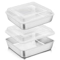 TeamFar 9 x 9 Baking Pan, Square Cake Pan with Lid - 2 Pans + 2 Lids - size: 9.3 x 2-Inch