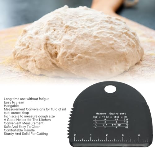 Silicone Dough Scraper with Measuring Scale, 5.5 x 4.7 Inch Dough Cutter for Baking, Pizza, and Pastry, Bench Scraper for Kitchen Countertops(Black) - color: Black