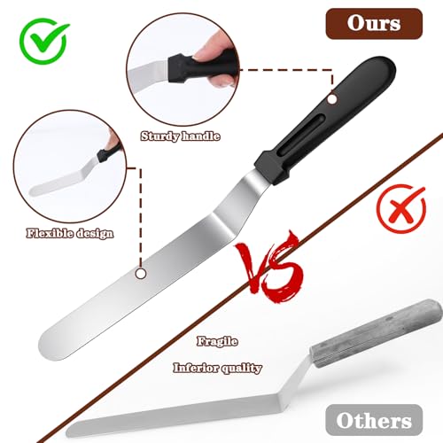 8" Icing Spatula, Offset Spatula Stainless Steel Angled Cake Spatulas Frosting Spatulas with Ergonomic Plastic Handle Cake scraper for Cakes Decorating, Frosting, Baking - size: 8"