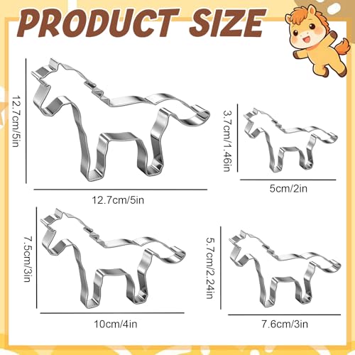 Havawish 4 Pcs Horse Cookie Cutter Set 2 to 5 in Stainless Steel - style: Horse