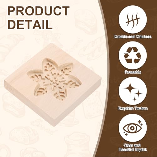 uxcell Cookie Stamp Wooden Cookie Cutter Baking Tools Snowflake