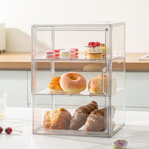 Clear Bread Box, Pastry Display Case for Kitchen Countertop