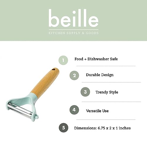 Beille Kitchen Gadget Pastel Y Peeler Wooden Handle Cooking Tool Home Goods - style: Y Peeler