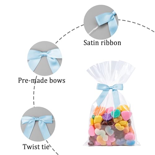 50 Count Satin Ribbon Bows with Twist Ties, 2.5 Inch Wrapping Bows, Blue - color: Blue