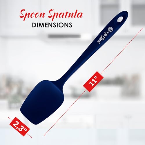 Silicone Spoon Spatula - 600ºF Heat-Resistant Non-Stick Rubber Spoonula | Use as Silicone Kitchen Scraper Utensil - Baking and Cooking Strong Stainless Steel Core | UpGood Kitchen Utensils, (Blue) - color: Blue
