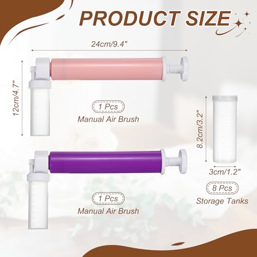 uxcell 2Pcs Manual Air Brush Cake Decorating Cake Air Brush Kit Purple - color: Purple/Pink