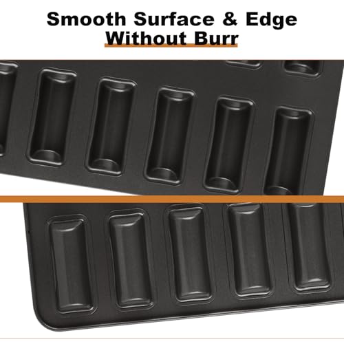 2 Pack Financier Cake Baking Pan, 12-Cavity Non-Stick Rectangle Muffin Pan, Carbon Steel Financier Cake Mold, Biscuits Cookies Bakeware for Oven Baking – Black