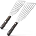2 Pcs Fish Spatula Stainless Steel，Commercial Metal Spatula Turners - color: Silver