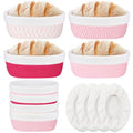 4 Pcs 10 Inch Tones Cotton Rope Banneton Bread Proofing Basket Set Oval Banneton Basket Sourdough Bread with Liners Covers for Baking Supplies (Pink) - color: Pink Tones, size: 10 Inch