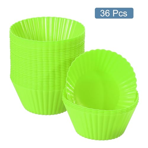 uxcell 36Pcs Silicone Cupcake Liners Non-Stick Baking Cup Green - color: Green, size: 3.5cm/1.4inch