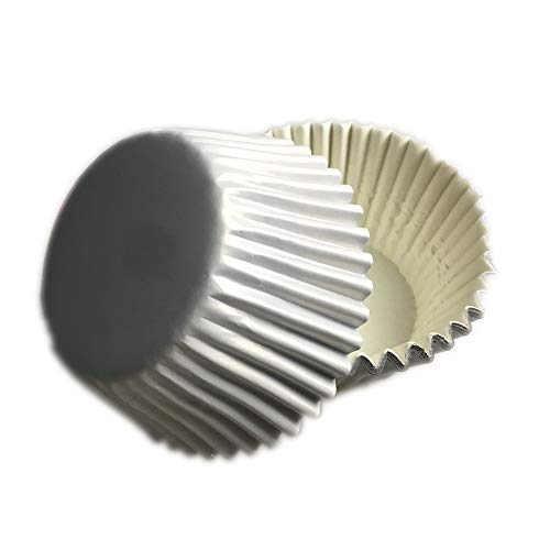 Foil Metallic Paper Muffin Cupcake Liners case Baking Cups100 pcs,Standard Size 2x1.25inch (white foil) - color: white foil