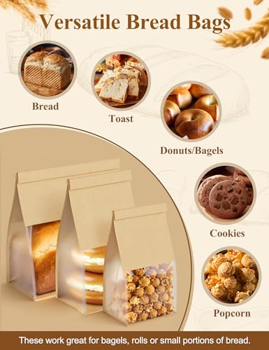 FireKylin Bread Cookie Bags with Window & Tin Tie,3.9x3.1x8.2 (50,Small) - size: Small