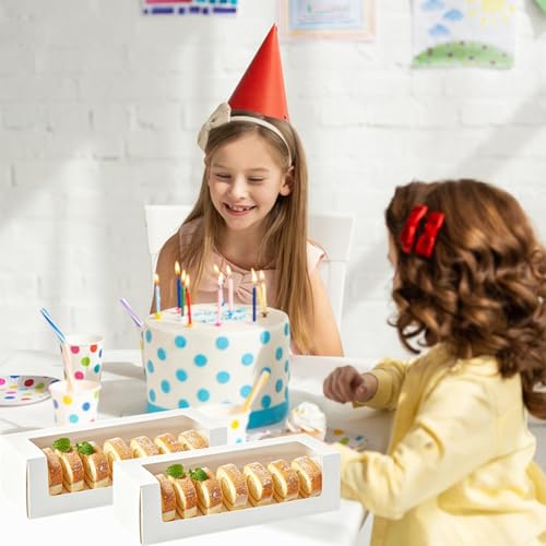 Ocmoiy Roll Cake Boxes with Window, 12x4x3.5 Inches, 24 Pack