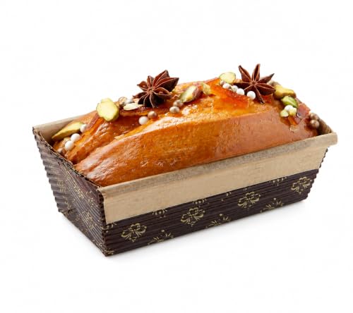 Pastry Chef's Boutique Disposable Rectangular Paper Loaf Pan Molds, All Natural Made, Recyclable, Microwave and Oven Safe, Display Cake Mold - 4''x2''x2'' - 25pcs - size: Mini 4''x2''x2''