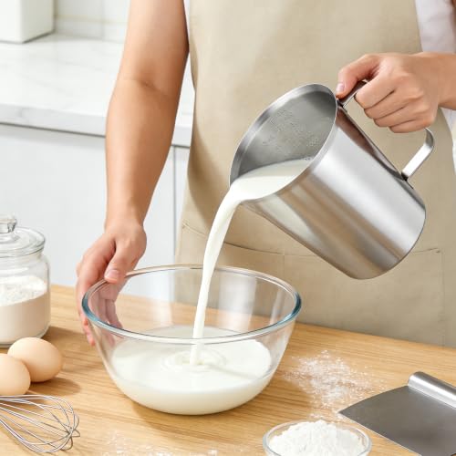 Stainless Steel Metal Measuring Cup w/Handle for Liquid,48&16oz - size: 48 oz+16 oz