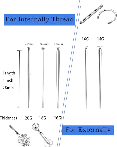 Piercing Taper Piercing Ball Grabber Tool Kit 14G 16G 18G and 20G Piercing Taper Insertion Tools for Flat Back Internal,External,Threadless Piercing Jewelry - style: Grabber&Tapers&Clamps