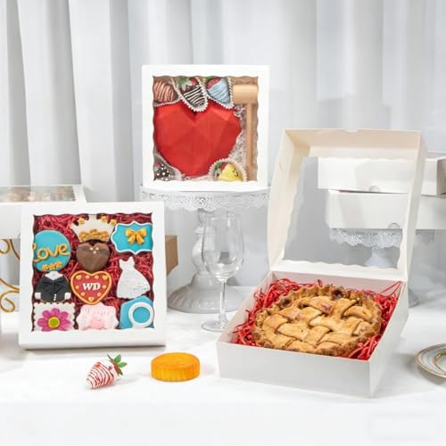 12Pack White Bakery Boxes for Pie,9X9X2.5 Inches - color: White