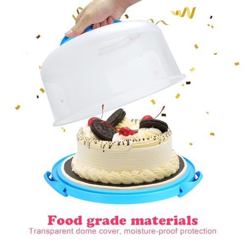 Cake Carrier with Lid and Handle,Fit 10” Cake Stand Cake Holder Container - color: Blue