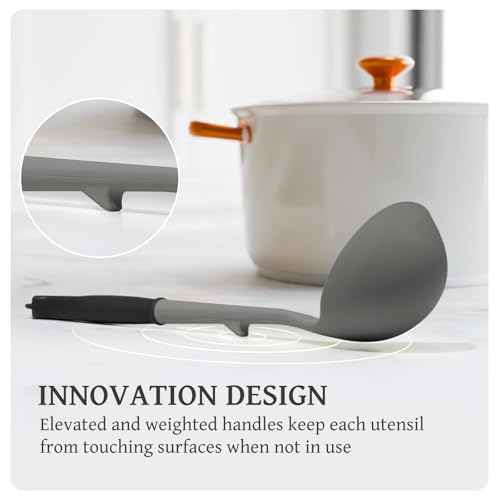 Kikcoin 43 PCS Silicone Kitchen Utensils Set, Cooking Utensils Set, Gray - color: Gray