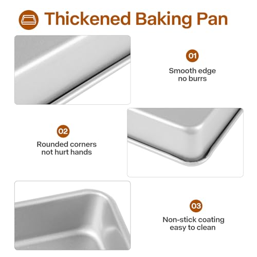 9x11 Baking Pan, Toaster Oven Rectangle Cake Pan Heavy Duty, Silver - color: Silver