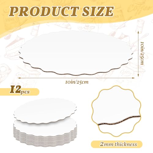 12 Pack 10 Inch Round Cake Boards,White Wave Cardboard Cake Rounds - color: White, size: 10 Inch - 12 Pack, style: Wavy Edge