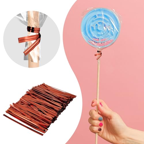 400 Pcs Metal Twist Ties 4 Inches Twist Straps for Bread Bags Candy Bags Snack Bags Halloween Party Cake Favor (Gold) - color: Gold