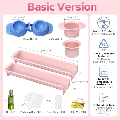 305Pcs Cake Pop Mold Kit,Cake Pop Sticks and Wrappers - color: 305Pcs Cake Pop Kit(Pink&Blue)