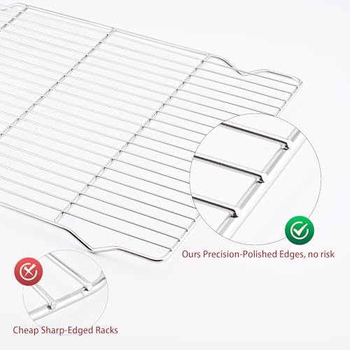 Cooling rack,2-Pack Heavy-Duty Stainless Steel wire rack for cooking (16.5"x11.5") - Oven Baking Wire Rack for Sheet Pans, Bread, Dishwasher Safe & Non-Toxic Metal Grates - size: 16.5"x11.5"x0.6"