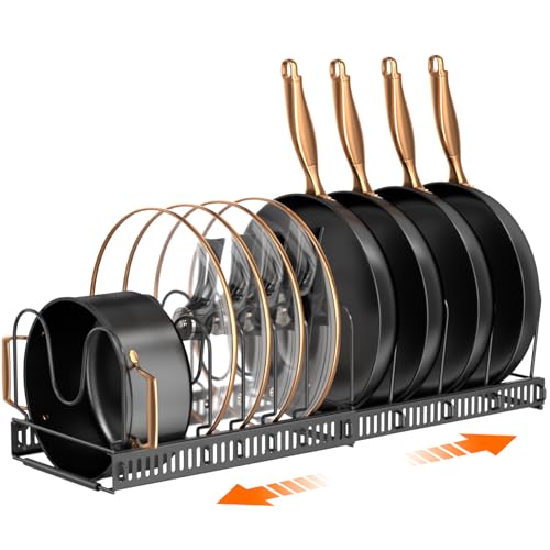MUDEELA Expandable Pot Pan Lid Organizers inside Cabinet, 10 Divider-Black - color: Black, size: 10 Dividers
