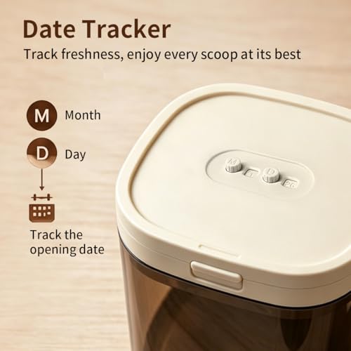 Airtight Food Storage Container with Magnetic Scoop & Built-in Leveler, 1200ML Coffee Storage Container with Date Tracker, BPA Free UV Blocking Food Container for Coffee Beans, Ground Coffee, Tea - color: 1200 ML