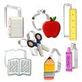 Foose Brand Back To School Teacher Appreciation Cookie Cutter 7 Pc Set –School Book, Ruler, Crayon, Scissors, Rectangle, apple, and pencil Cookie Cutters Hand Made in the USA from Tin Plated Steel