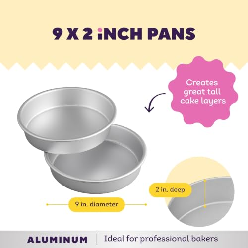 Wilton Aluminum Round Cake Pan Set, Made Without PFAS, 9 x 2 in - size: 9 x 2 in. (Pack of 2)