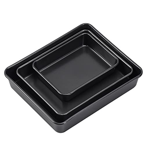 Nonstick Roasting Pan, Deep Baking Pan Set,3 Pack, Black - color: Black