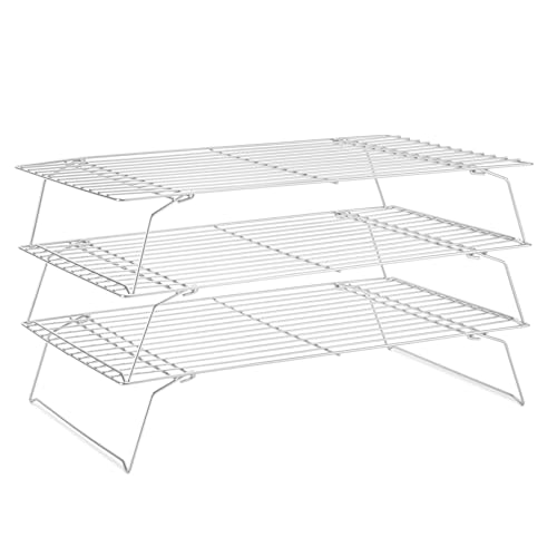 Briout Cooling Rack for Cooking Baking 3 Tiers, 16" x 10" Wire Rack, Silver - color: Silver, size: 16"x10"-3Tier
