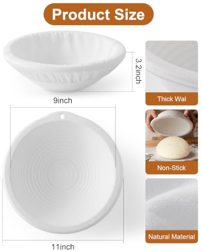 2 Pcs Banneton Bread Proofing Baskets, Sourdough Basket, Round, 10 Inch - size: Round