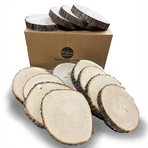 Wilson Décor Large Wood Slices Thick Round Imperfect Extra Value Pack 14pk (9-11 inches x 1 5/8 inches Thick) for Wedding, Table, Rustic, Centerpiece Décor