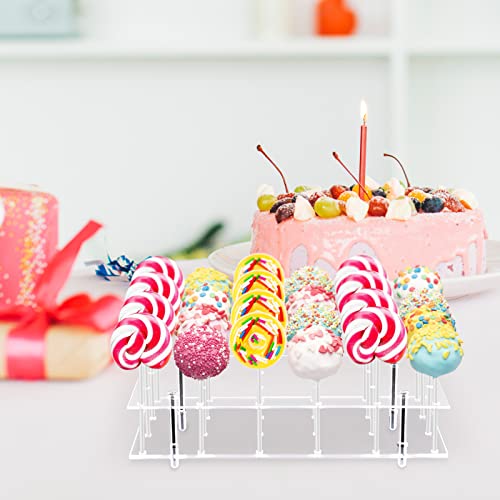 NiHome Rectangle Cake Pop Stand 24 Holes Acrylic Lollipop Holder Clear