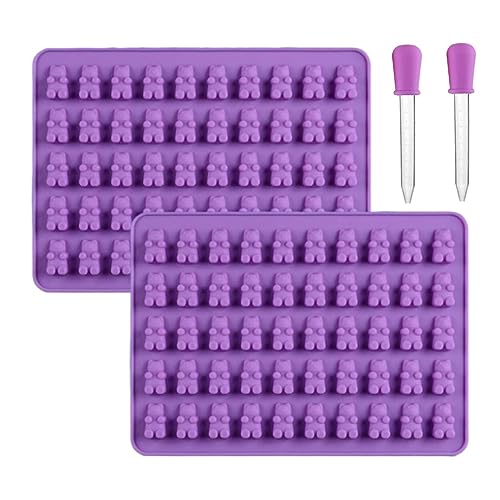 2 Piece Gummy Bear Silicone Molds For Chocolate Candy (Purple) - color: Purple