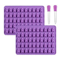 2 Piece Gummy Bear Silicone Molds For Chocolate Candy (Purple) - color: Purple