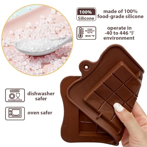 HKNMTT Chocolate Bar Molds Silicone Classic 4 Pack, Snap Candy Bars Making Mould Set, BPA Free Soy Candle Wax Melt Durable Mold Easy Release Non-Stick for Protein and Energy DIY Handmade Gifts - style: Thin Chocolate Bar 4PCS