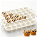 Vinino Mini Muffin Pan with Metal Reinforced Frame-2Pack, Silicone Cupcake Pan for Baking 24 Cup Mini Size, BPA Free Silicone Muffin Tray, Cupcake Baking Pan Molds for Oven Dishwasher Safe - Cream - size: Mini