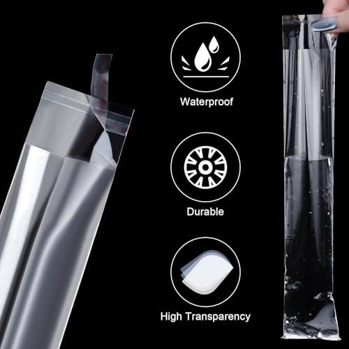 300 Pack 2x10 Inch Pretzel Rod Bags, Clear Self-Sealing Cellophane Bags