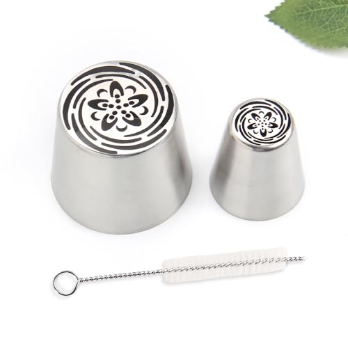 14 PCS Russian Piping Tips Set,Stainless Steel Icing Nozzles for Cake Decorating, Cream Flower Bouquet DIY Cookies, Desserts Baking Tools 1 XXL,1 XL,1 Medium Leaf,10 Piping Bags,1 Brush(S81) - color: No.81 (XL+XXL)