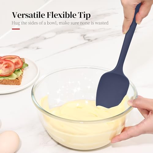 600ºF Heat Resistant Silicone Spoon Spatula Set of 3, Blue - color: (3) Midnight Blue, size: 3 Spoon Spatulas
